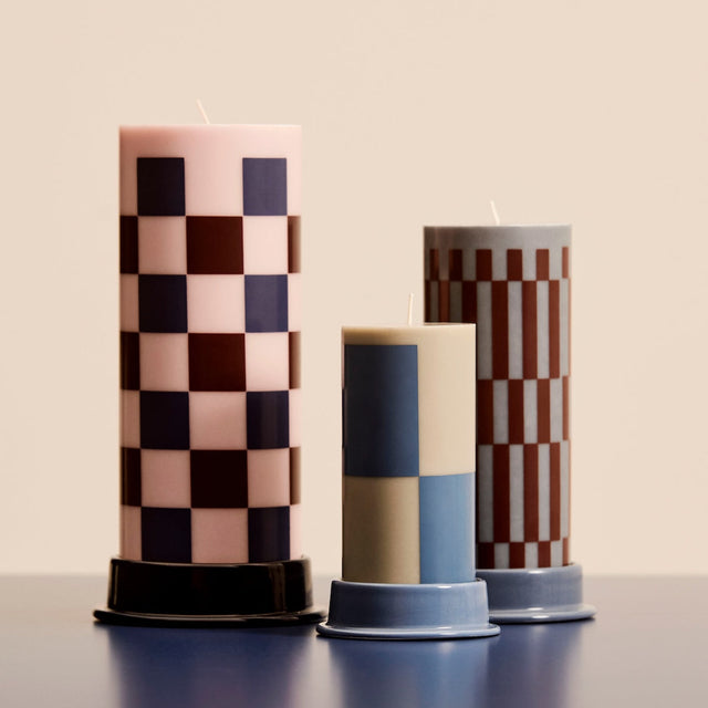 Stumpenkerze Column Candle Grey Blue Small - HAY