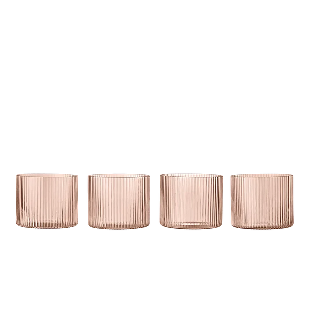 Ripple Low Wassergläser Blush – niedrige, geriffelte rosé Gläser von ferm LIVING