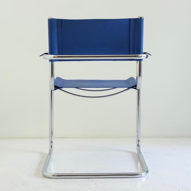 Vintage Freischwinger blaues Kunstleder B34 Marcel Breuer Stil