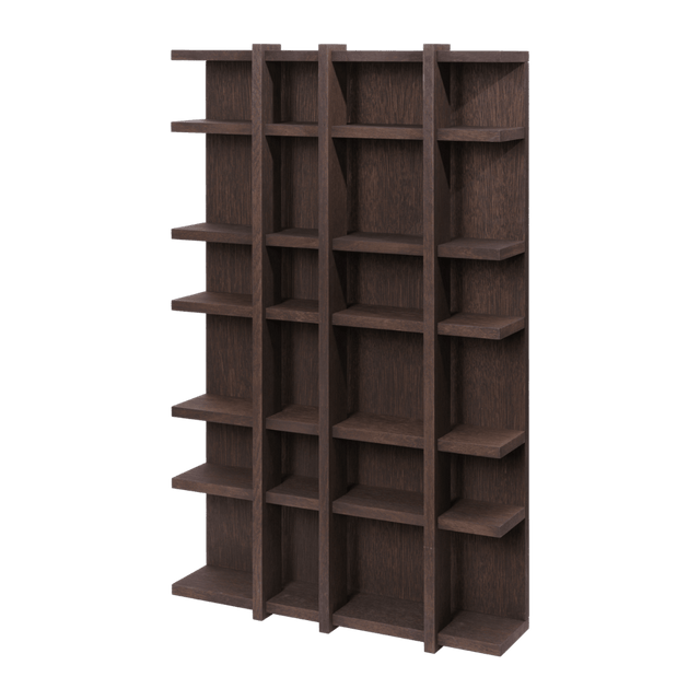 ferm LIVING Tilem Wandregal 4×6 Hochformat aus dunkel gebeizter Eiche – moderner Setzkasten