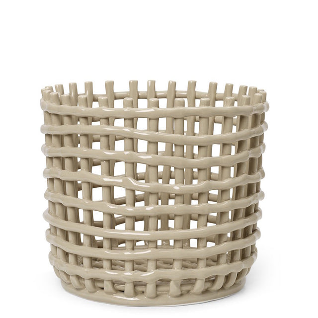 Ceramic Basket Large Cashmere - ferm LIVING - DesignWe.Love