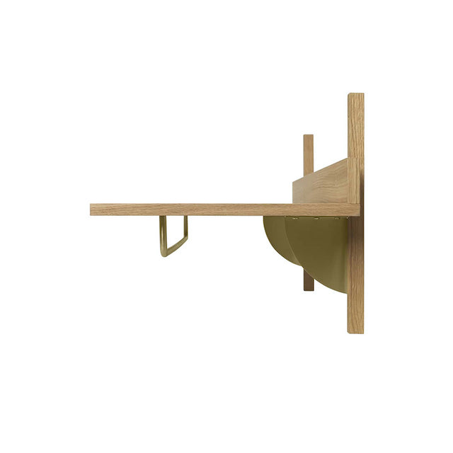 ferm LIVING Sector Rack – Wandgarderobe aus Eiche natur mit poliertem Messing, Seitenansicht
