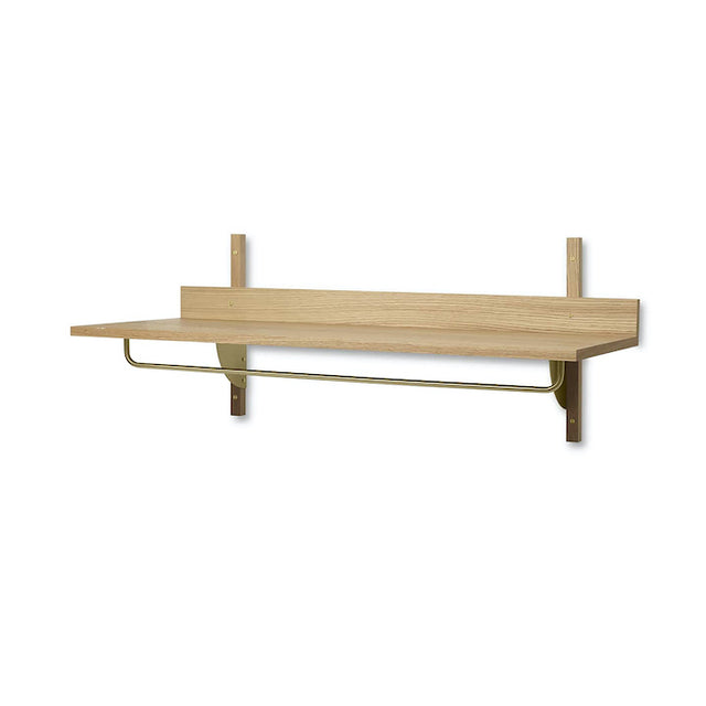 ferm LIVING Sector Rack – Wandgarderobe aus Eiche natur mit poliertem Messing, 87 cm breit