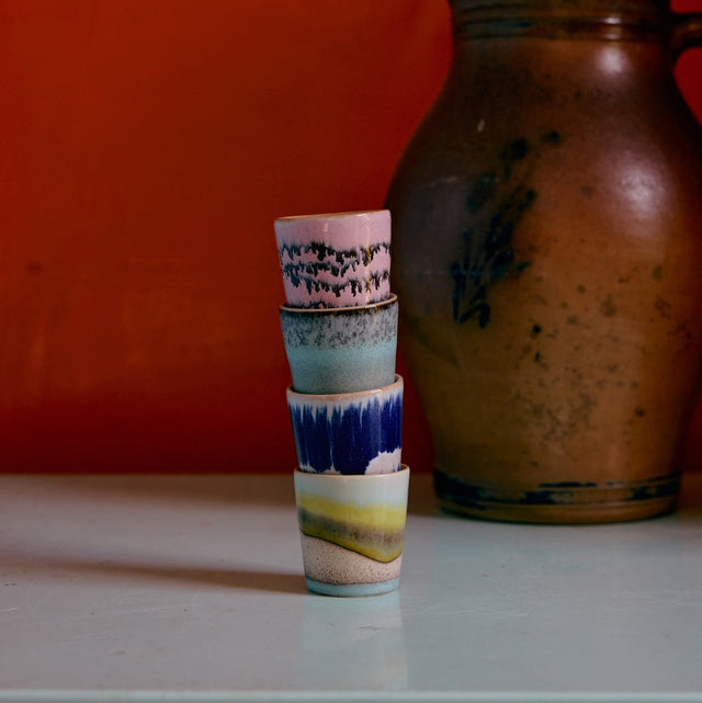 4er Set Eierbecher Vibrance 70s Ceramics - HK Living