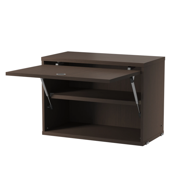 String Regal mit Schrank mit Klapptür in Dunkle Eiche – String Furniture Regalsystem
