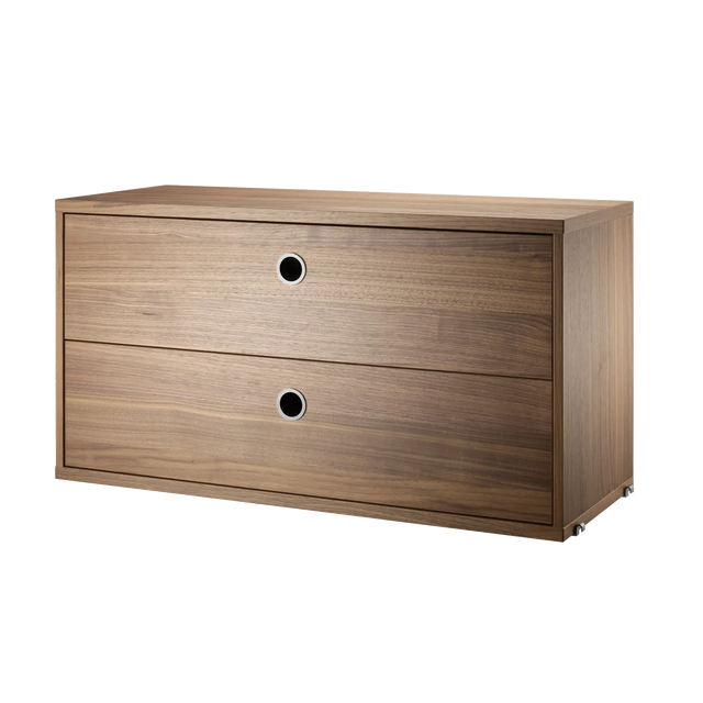 String Schubladenschrank 78×30cm Walnuss – Schubladenelement für das String Regal