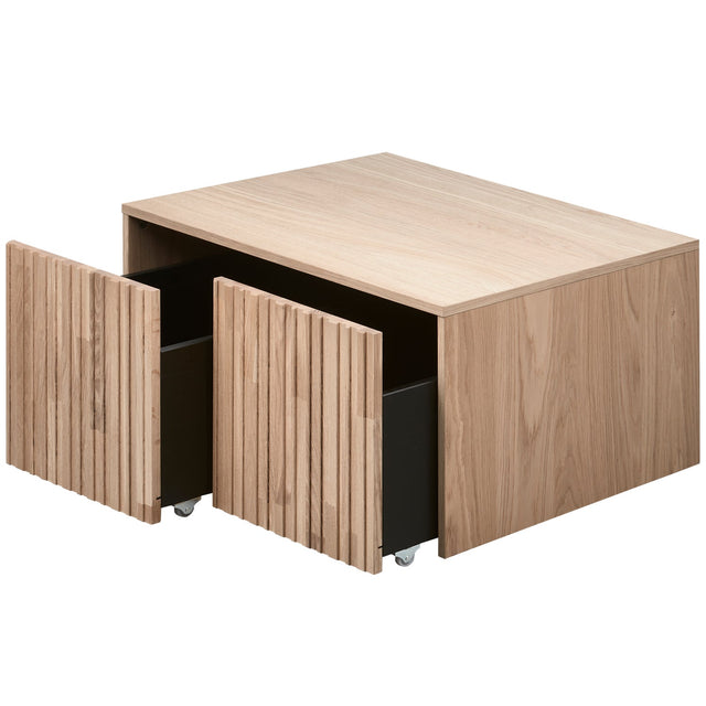 Truhenbank Gravure mit Schubladen Eiche Natur - Woood