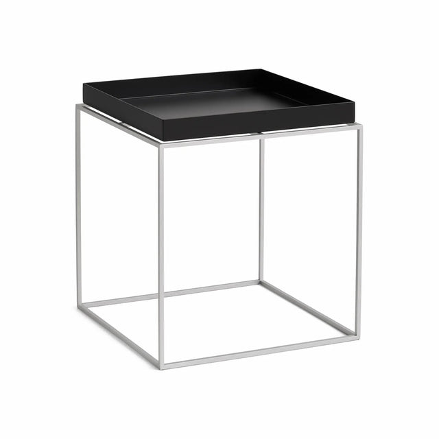 Beistelltisch Tray Table HAY Black mit Gestell Silver Grey 40x40x44cm