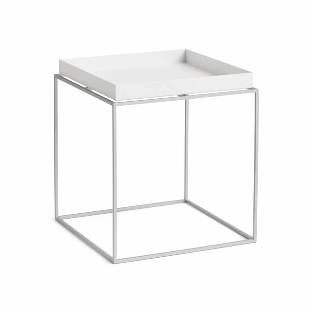 Beistelltisch Tray Table HAY White mit Gestell Silver Grey 40x40x44cm