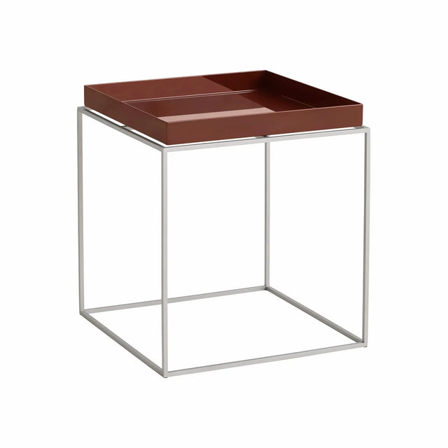Beistelltisch Tray Table HAY Chocolate mit Gestell Silver Grey 40x40x44cm