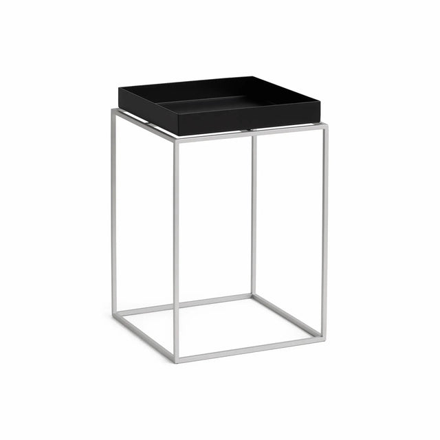 Nachttisch Tray Table HAY Black mit Gestell Silver Grey 30x30x44cm