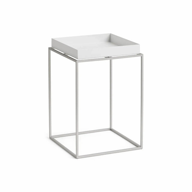 Nachttisch Tray Table HAY White mit Gestell Silver Grey 30x30x44cm
