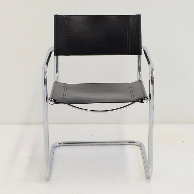 B34 Freischwinger Marcel Breuer schwarzes Leder - Thonet zugeschrieben