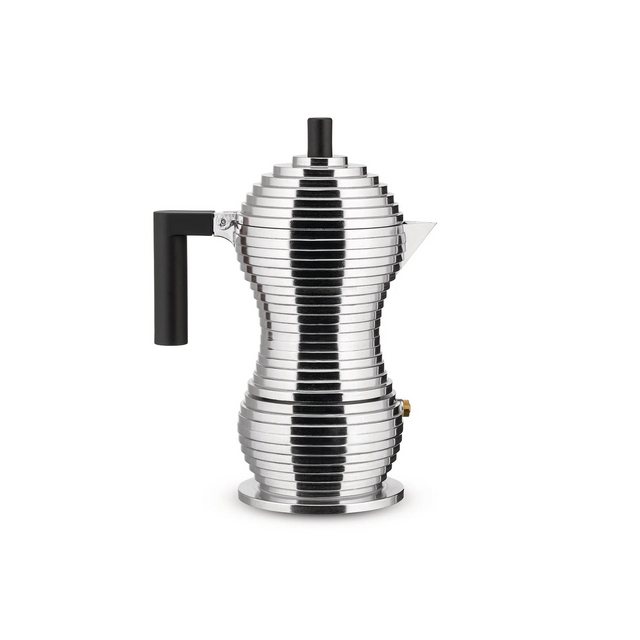 Espressokocher Pulcina Chrom-Schwarz - Alessi gross 6 tassen