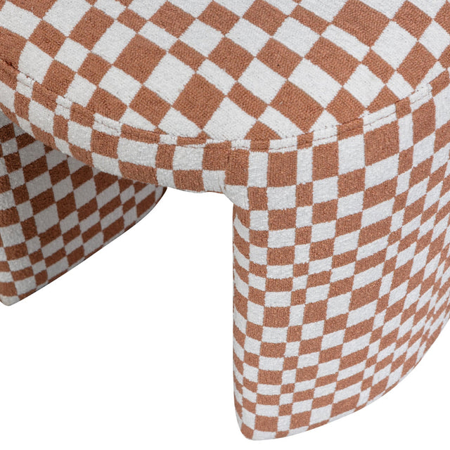 Gepolsterter Hocker Charlie Orange mit Karomuster - Woood
