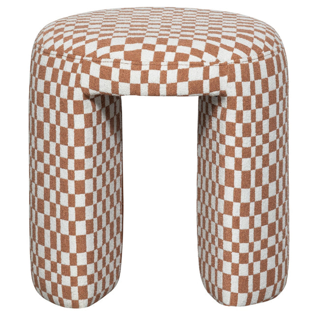 Gepolsterter Hocker Charlie Orange mit Karomuster - Woood