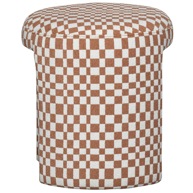Gepolsterter Hocker Charlie Orange mit Karomuster - Woood