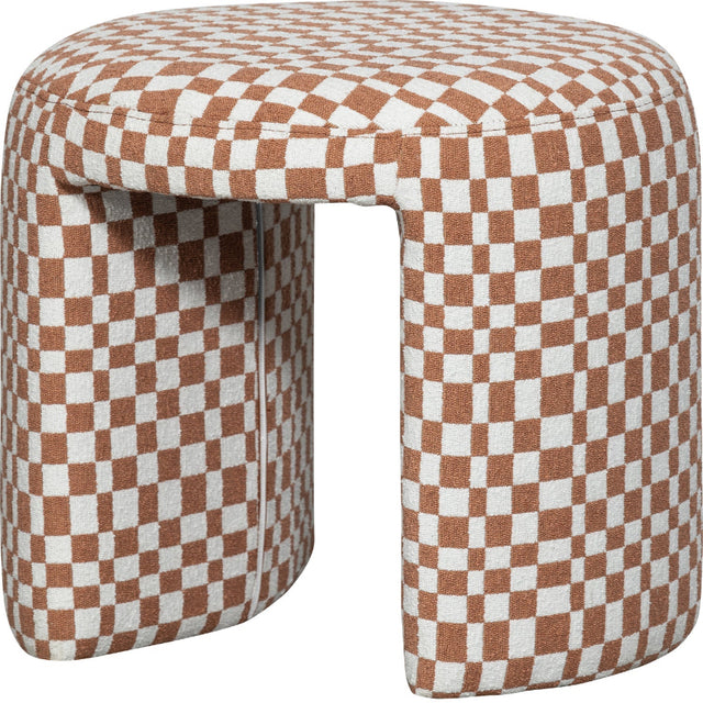 Gepolsterter Hocker Charlie Orange mit Karomuster - Woood