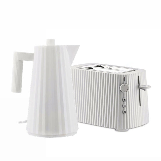 Alessi - Wasserkocher 1,7L und Toaster Set Plisse Weiß