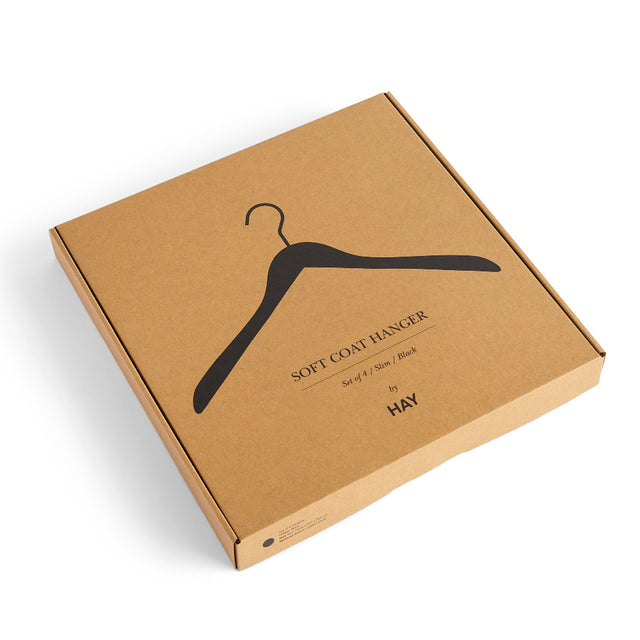 Kleiderbügel 4er-Set Soft Coat Hanger Slim Schwarz - HAY Detail Verpackung