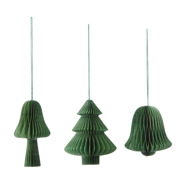 Weihnachtsdeko aus Papier  3er Set Gruen - Bungalow DK