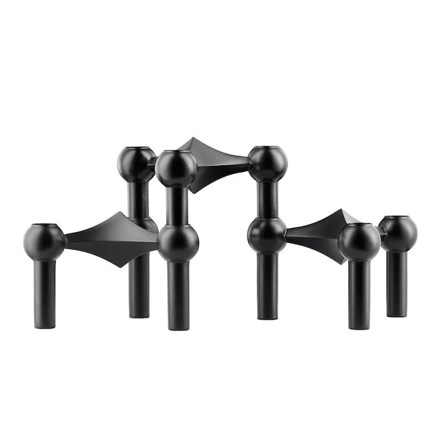 Kerzenhalter 3er Set schwarz - Stoff Nagel