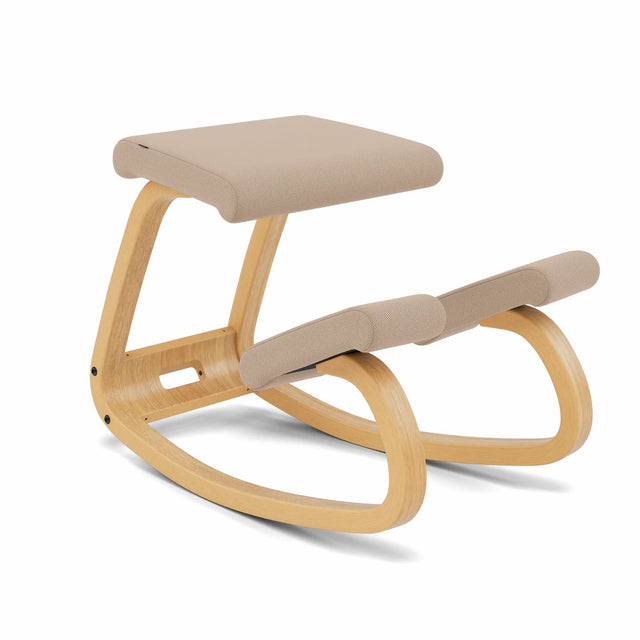 Varier Kniestuhl Variable, Holzfarbe Esche hellbraun, Bezug Beige (Tonal 61180) – ergonomischer Original Kniestuhl von Peter Opsvik