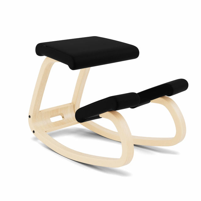 Varier Kniestuhl Variable, Holzfarbe Esche natur, Bezug Schwarz (Tonal 60999) – ergonomischer Original Kniestuhl von Peter Opsvik