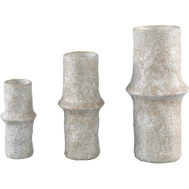 Vase Poales M - natürliche Keramikvase Weiß Ø 8 × H 24 cm