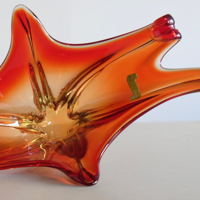 Vintage Murano Glas Schale - Cristallo Venezia rot