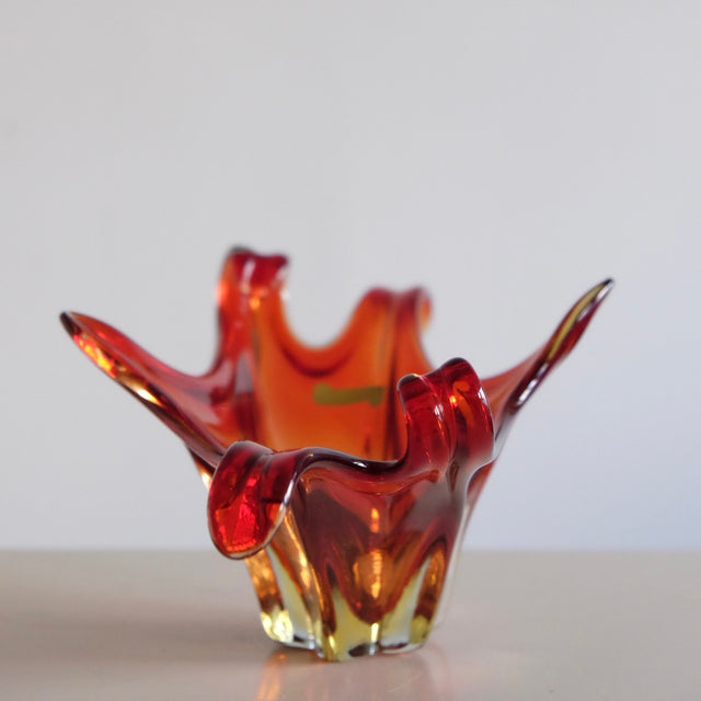 Vintage Murano Glas Schale - Cristallo Venezia rot