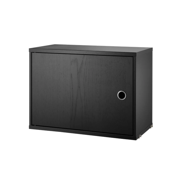 String Schrank mit Schwenktür 58×30cm Esche Schwarz – Hängeschrank für das String Regal