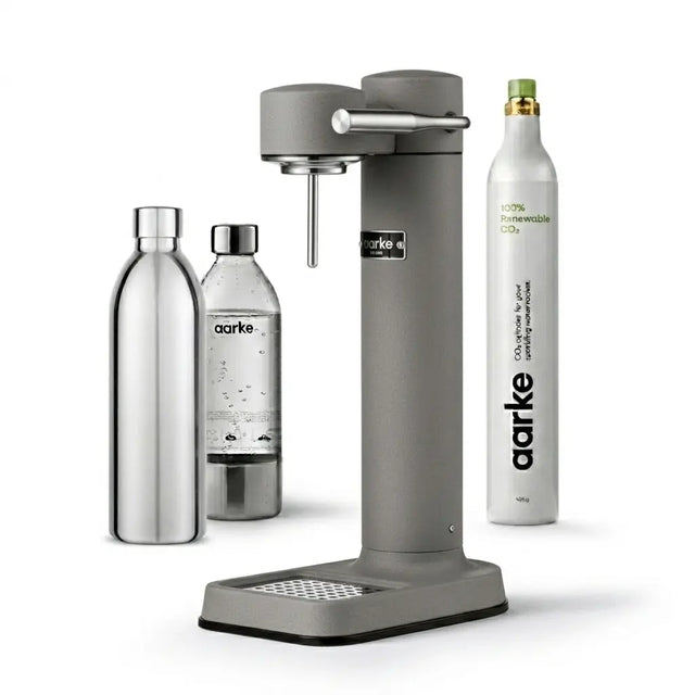 Aarke Carbonator 3 Komplett-Set Mattgrau – Wassersprudler + Edelstahlflasche + CO2 Zylinder – DesignWe.Love
