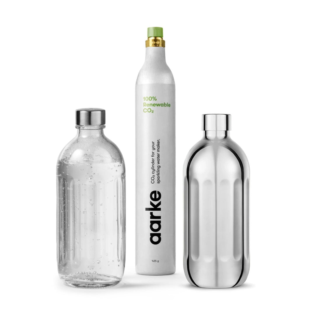 Aarke Flaschen & CO2 Nachf&uuml;ll-Set f&uuml;r Carbonator Pro &ndash; im Sommer Sale