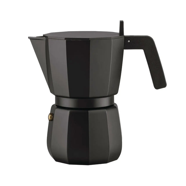 Alessi Moka Espressokocher in Schwarz für 6 Tassen, Mokkakanne von David Chipperfield