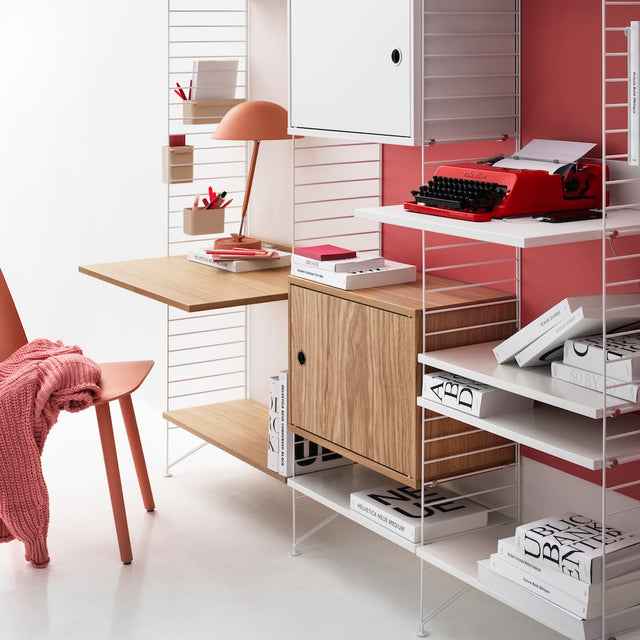 Arbeitsplatz B Weiss/Eiche Set - Regalsystem - Stringfurniture