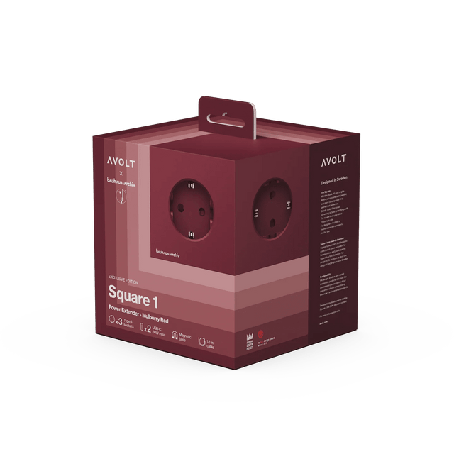 Avolt Square 1 Bauhaus - Archiv Mullberry Red USBC 1,8m - DesignWe.Love