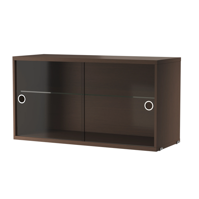 String Vitrine 78×30cm mit Glas-Schiebetüren Dunkle Eiche – Hängevitrine für das String Regal