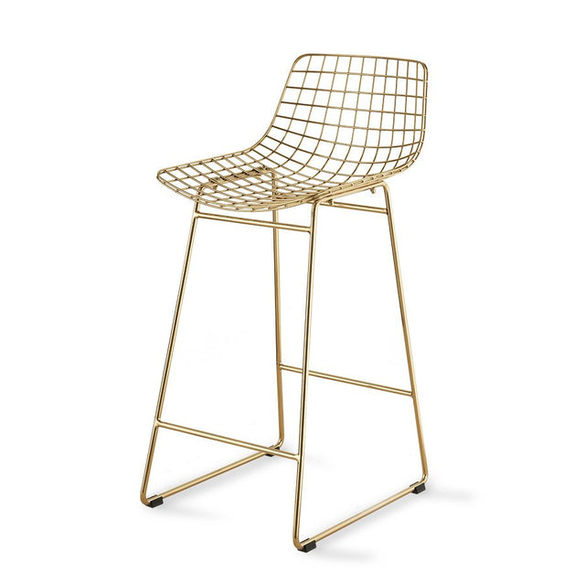 HKliving Wire Barhocker Messing – Barhocker mit Lehne aus Metall