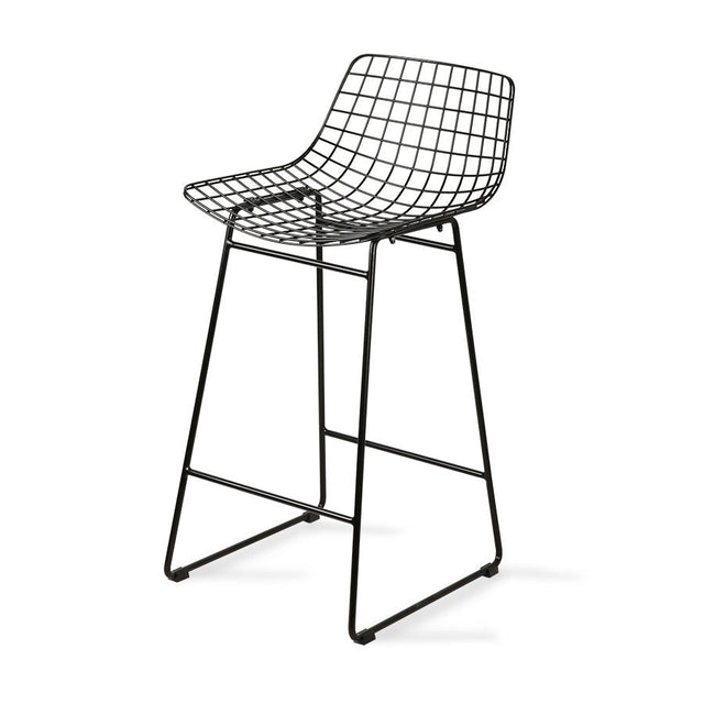 HKliving Wire Barhocker schwarz – Barhocker mit Lehne aus Metall