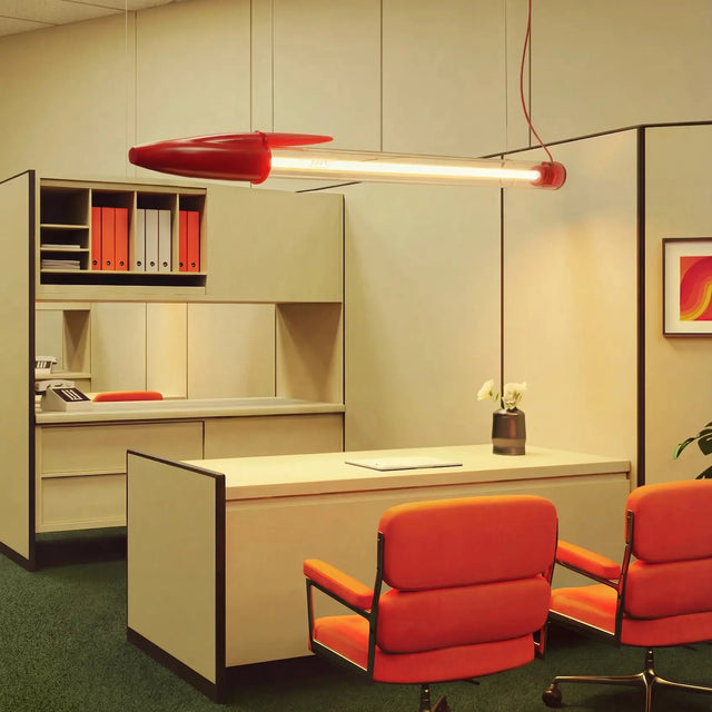 Seletti BIC Lamp Rot – BIC Lampe als LED Hängelampe in Form eines Kugelschreibers, 173 cm