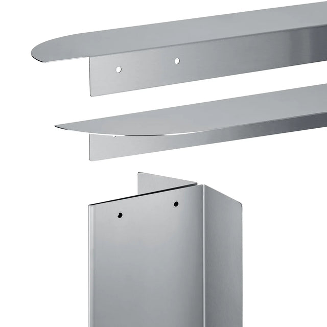 blomus ORU Sitzbank – Detailansicht der gekanteten Metallfläche in Edelstahl matt