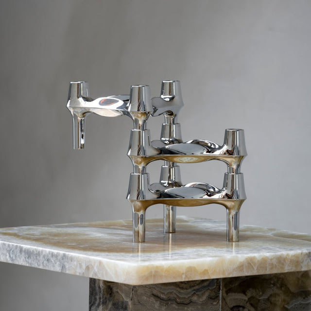 BMF Kerzenhalter Chrom - Stoff Nagel - DesignWe.Love