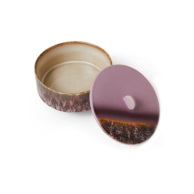 HKliving 70s Ceramics Bonbon Schale Keramik Blast mit geöffnetem Deckel - HKliving