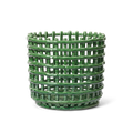ferm LIVING Ceramic Basket Large Grün – Obstschale aus Keramik im Flechtdesign