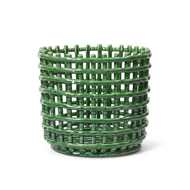 Ceramic Basket Large Grün - ferm LIVING - DesignWe.Love
