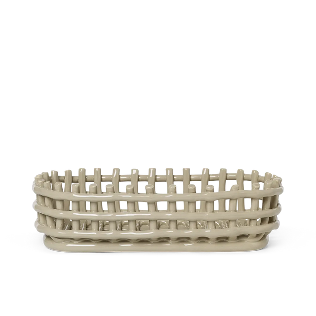 Ceramic Basket Oval Cashmere - ferm LIVING - DesignWe.Love