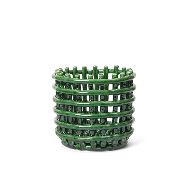 Ceramic Basket Small Grün - ferm LIVING - DesignWe.Love