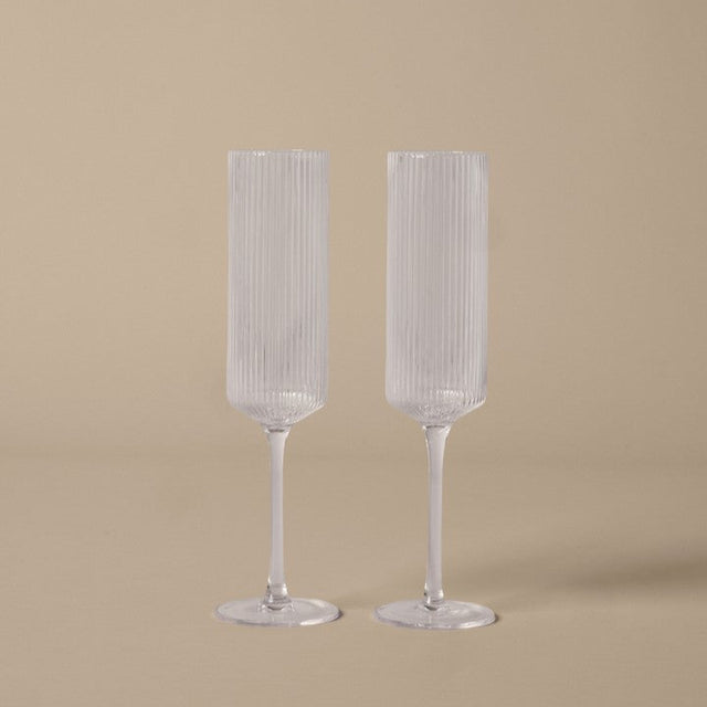 Champagnergläser Flute Ripple klar (2er Set) - ferm LIVING