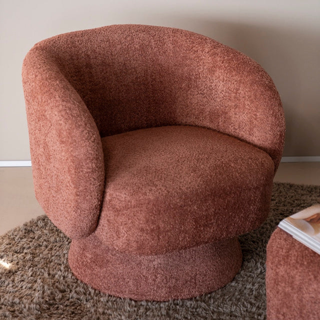 Drehbarer Loungesessel Balou Bouclé Terrakotta - By Boo